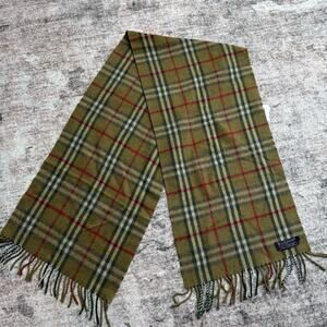 Burberrys’ Of London 100% Cashmere Nova Check Scarf 54”x12” Vintage 80s England